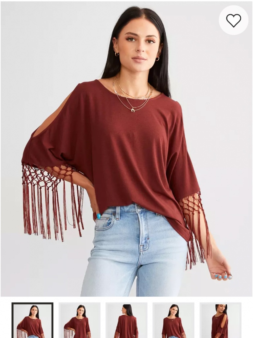 Daytrip Cold Shoulder Fringe Top